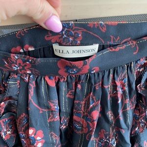 Ulla Johnson Torri Skirt Black Ruffle Red Floral